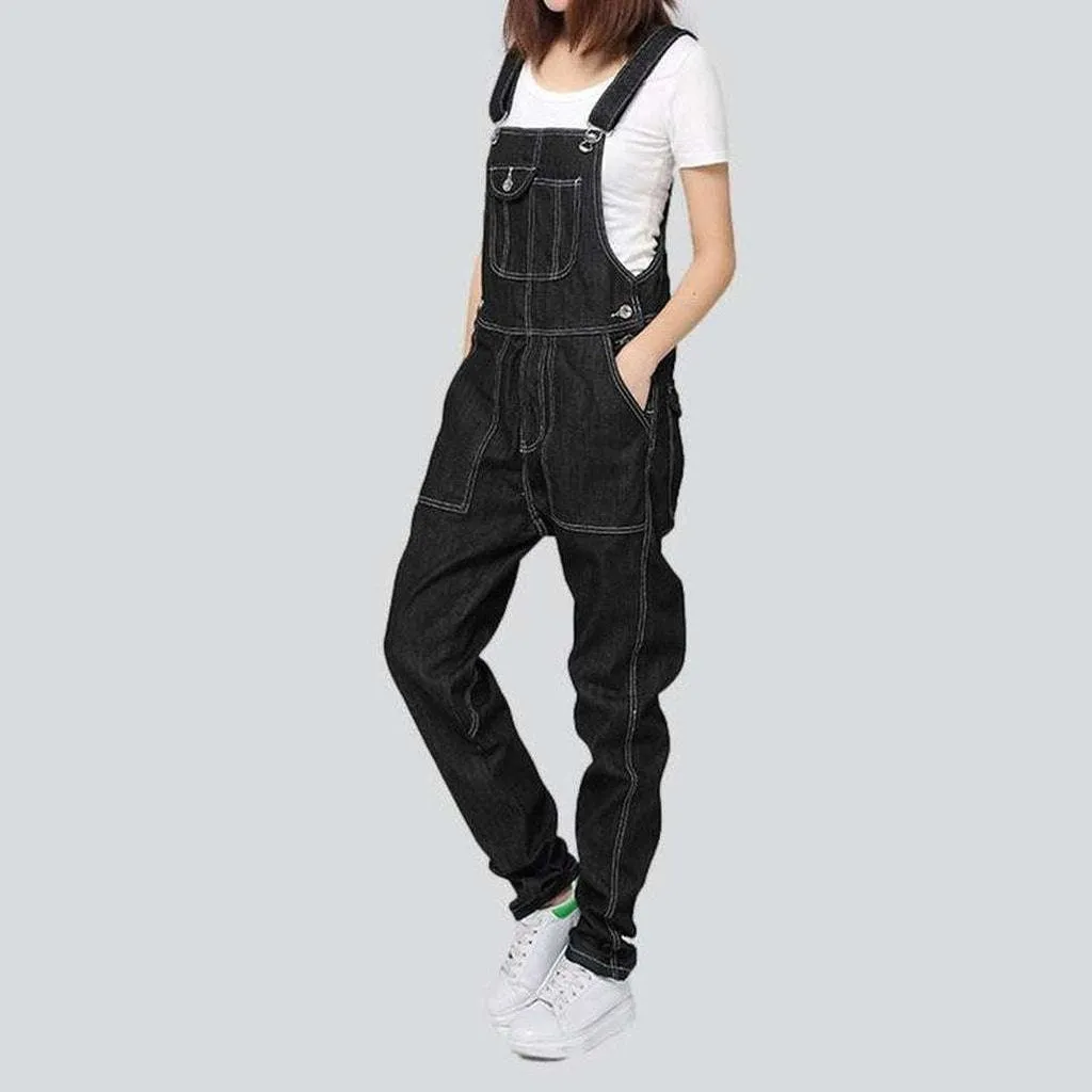 Black denim women overall