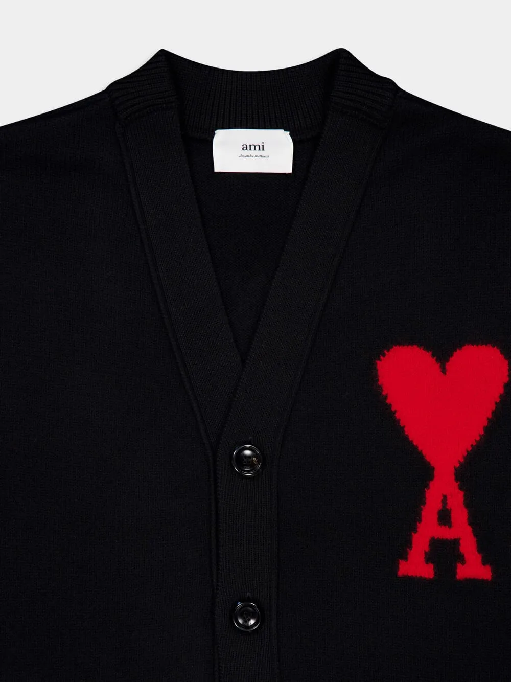 Black Logo-Intarsia Wool Cardigan