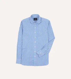 Blue Narrow Stripe Poplin Club Collar Shirt