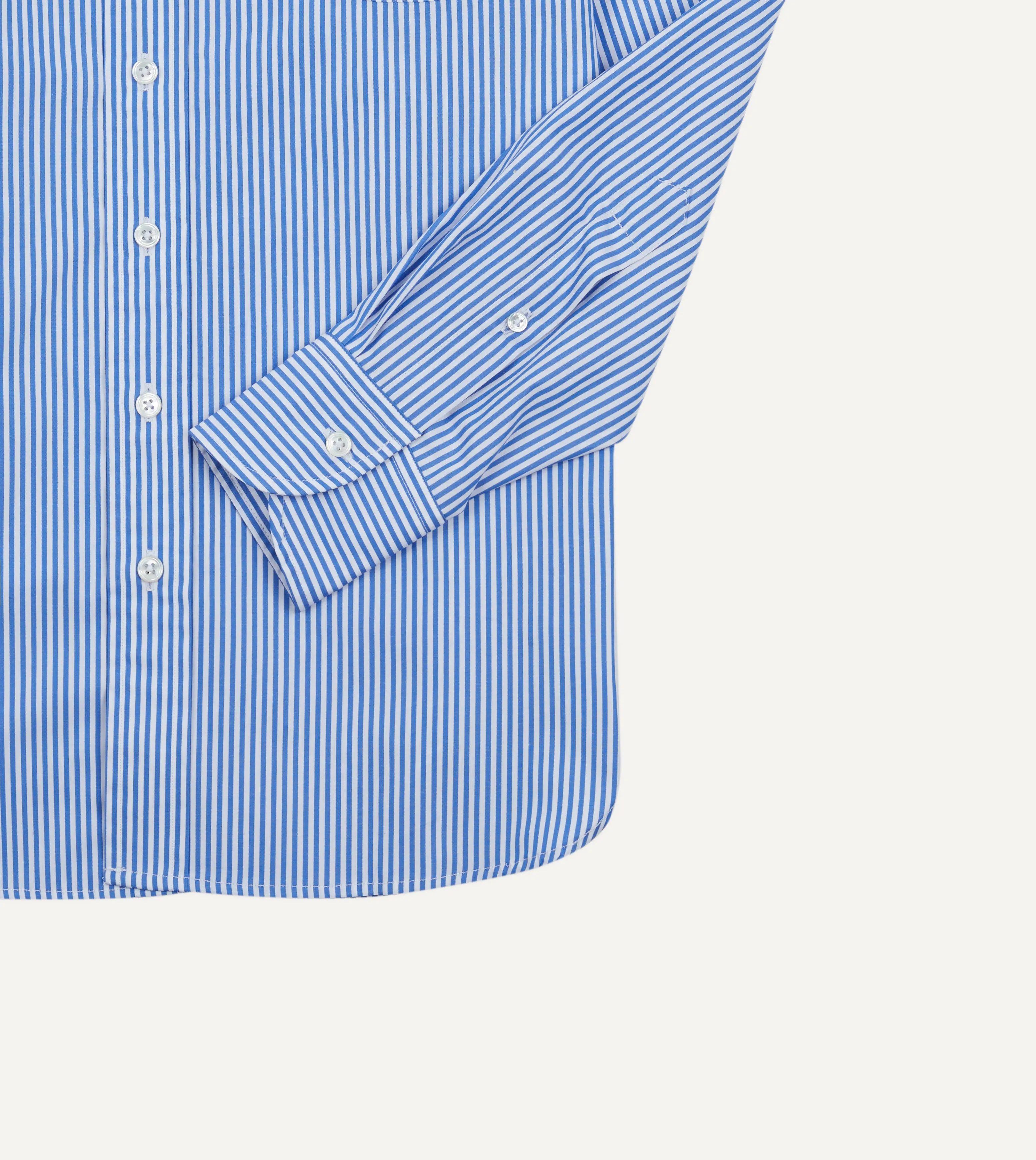 Blue Narrow Stripe Poplin Club Collar Shirt