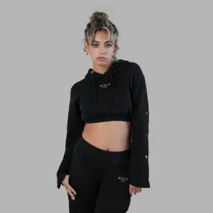 Blvck Buttoned Crop Hoodie