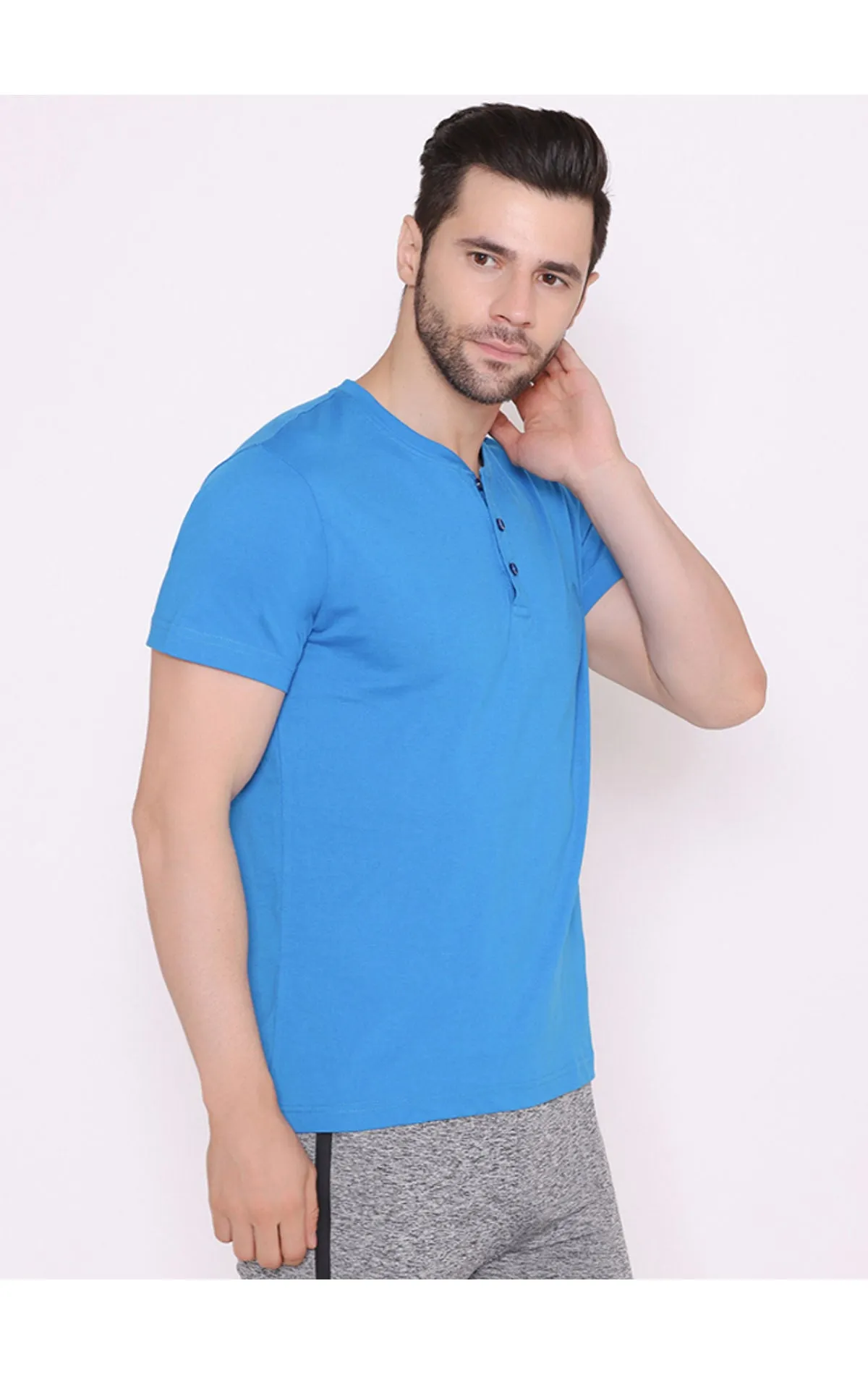 Bodyactive Half Sleeves Henley T-Shirt for Men-TS61-ROY