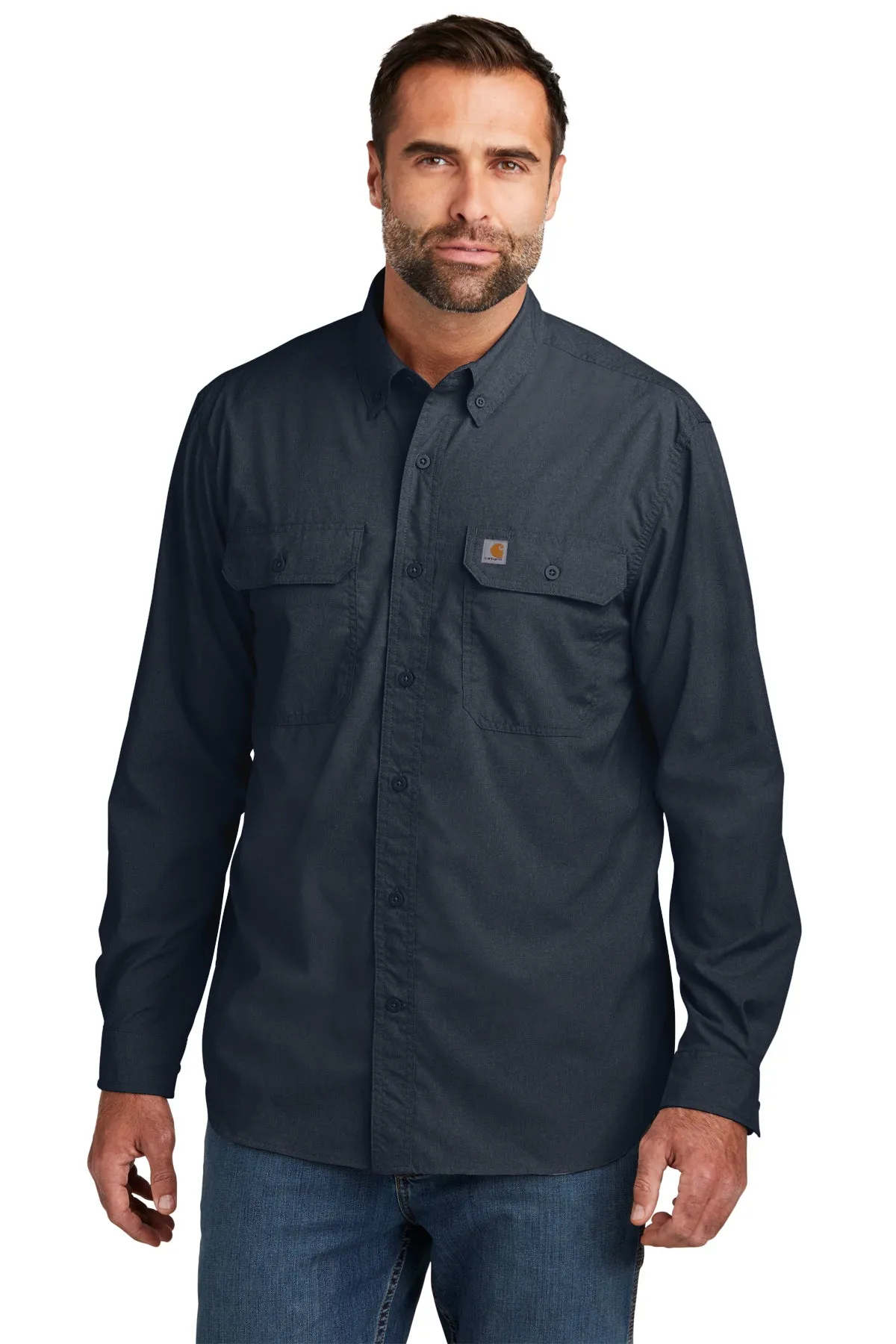 Carhartt Force Long Sleeve Custom Shirts, Navy