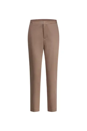 Cotton Blend Spandex Satin Cropped Cigarette Pants With Elastic Waistband