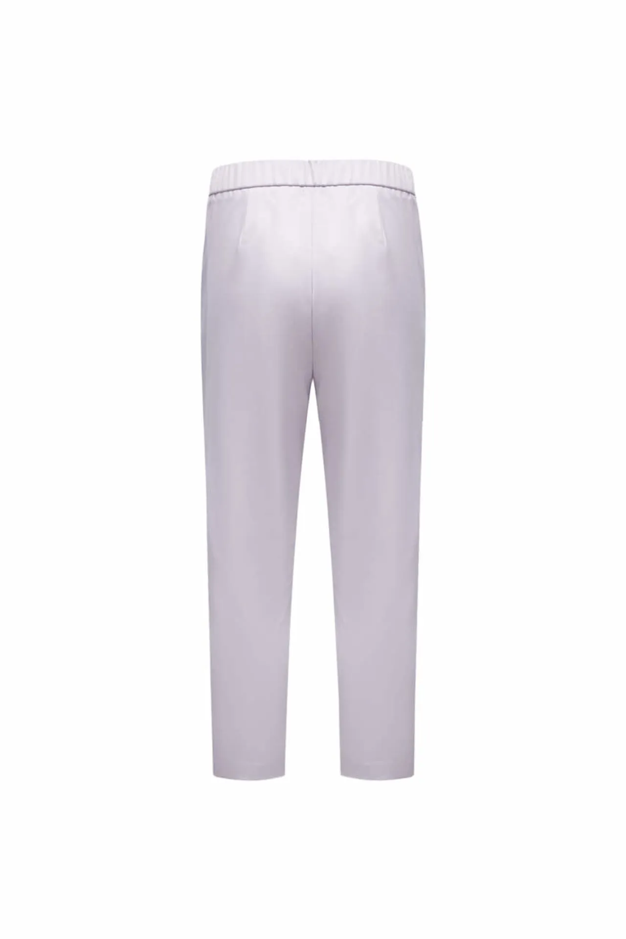 Cotton Blend Spandex Satin Cropped Cigarette Pants With Elastic Waistband