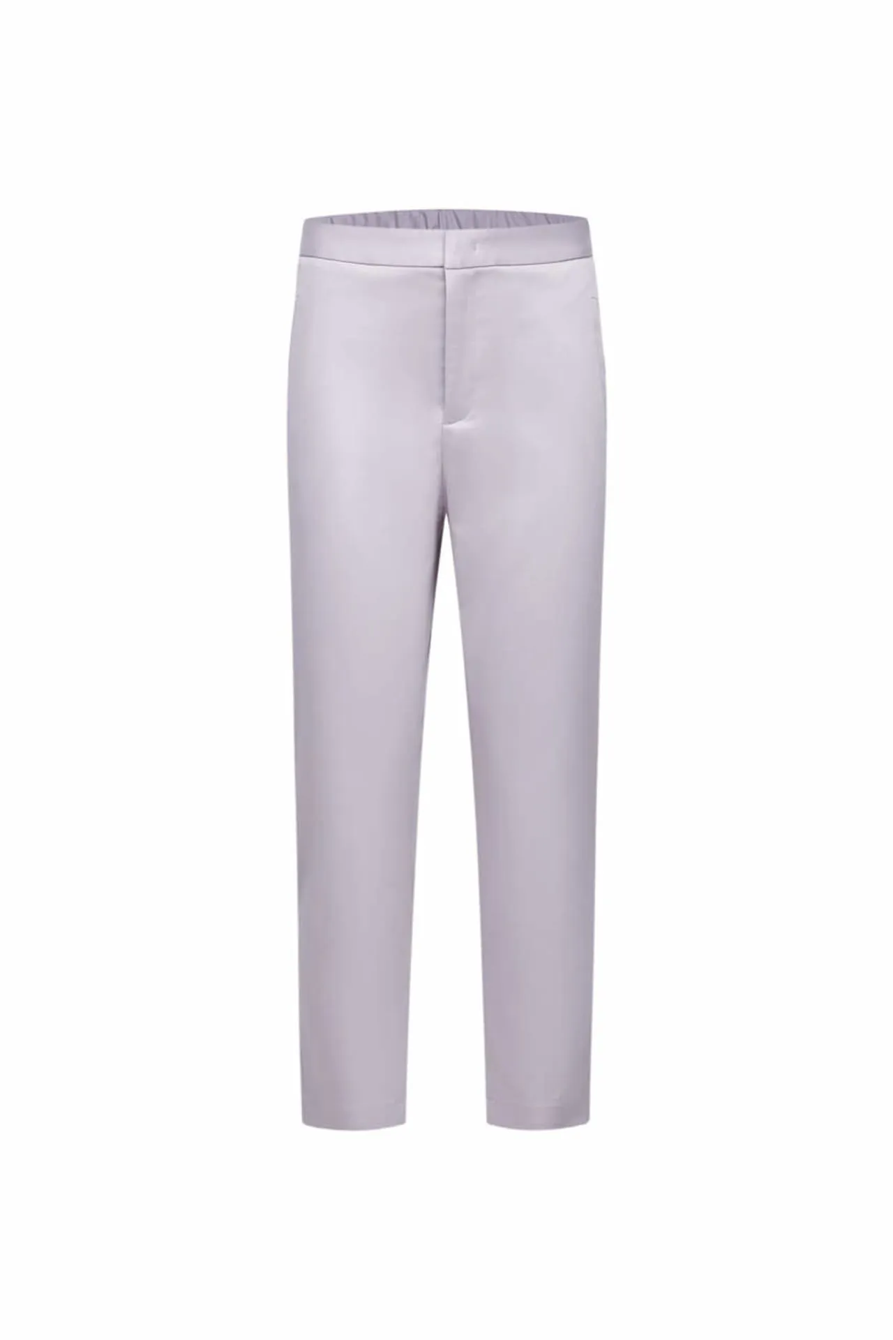 Cotton Blend Spandex Satin Cropped Cigarette Pants With Elastic Waistband