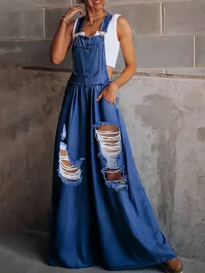 Cowgirl Up Distressed Overalls