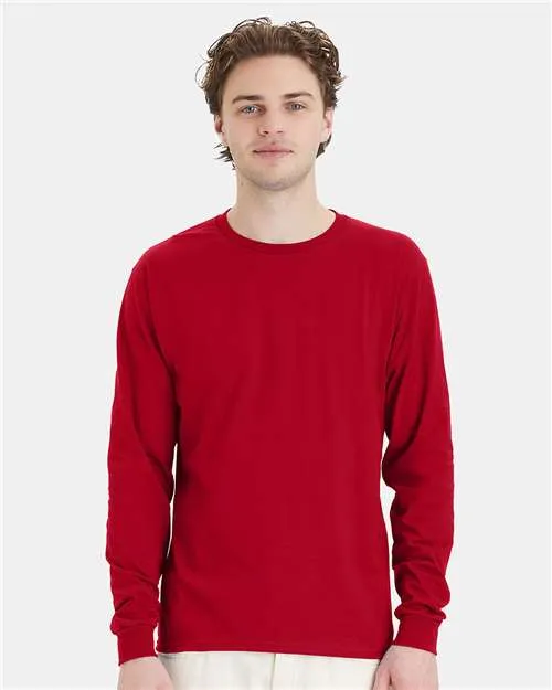 Custom Embroidered - Hanes - Essential-T Long Sleeve T-Shirt - Deep Red - 5286