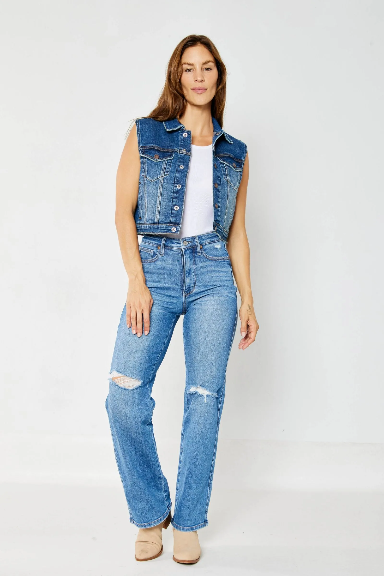 Daisy Judy Blue High Waist Tummy Control Straight Denim