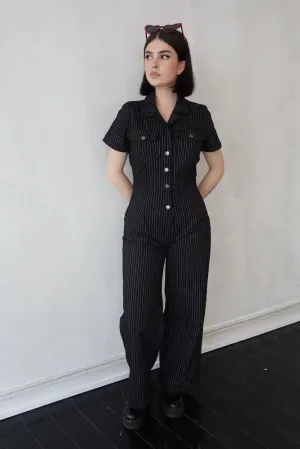 Denim Pinstripe Overalls