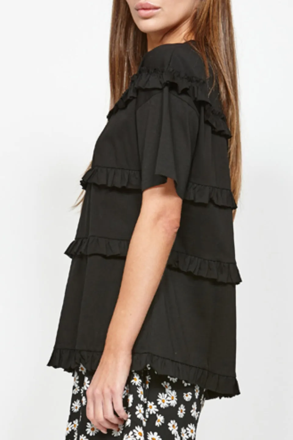 Direct Black Ruffle Tee