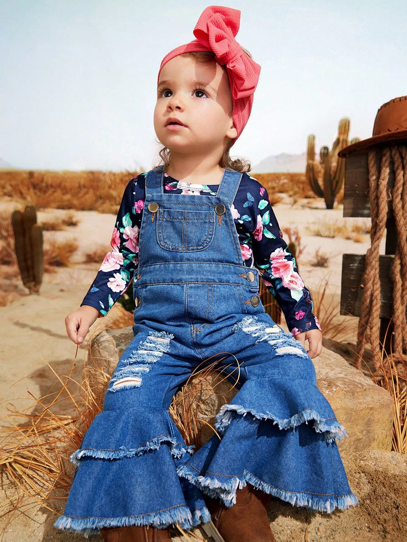 Double Layered Flared Overalls