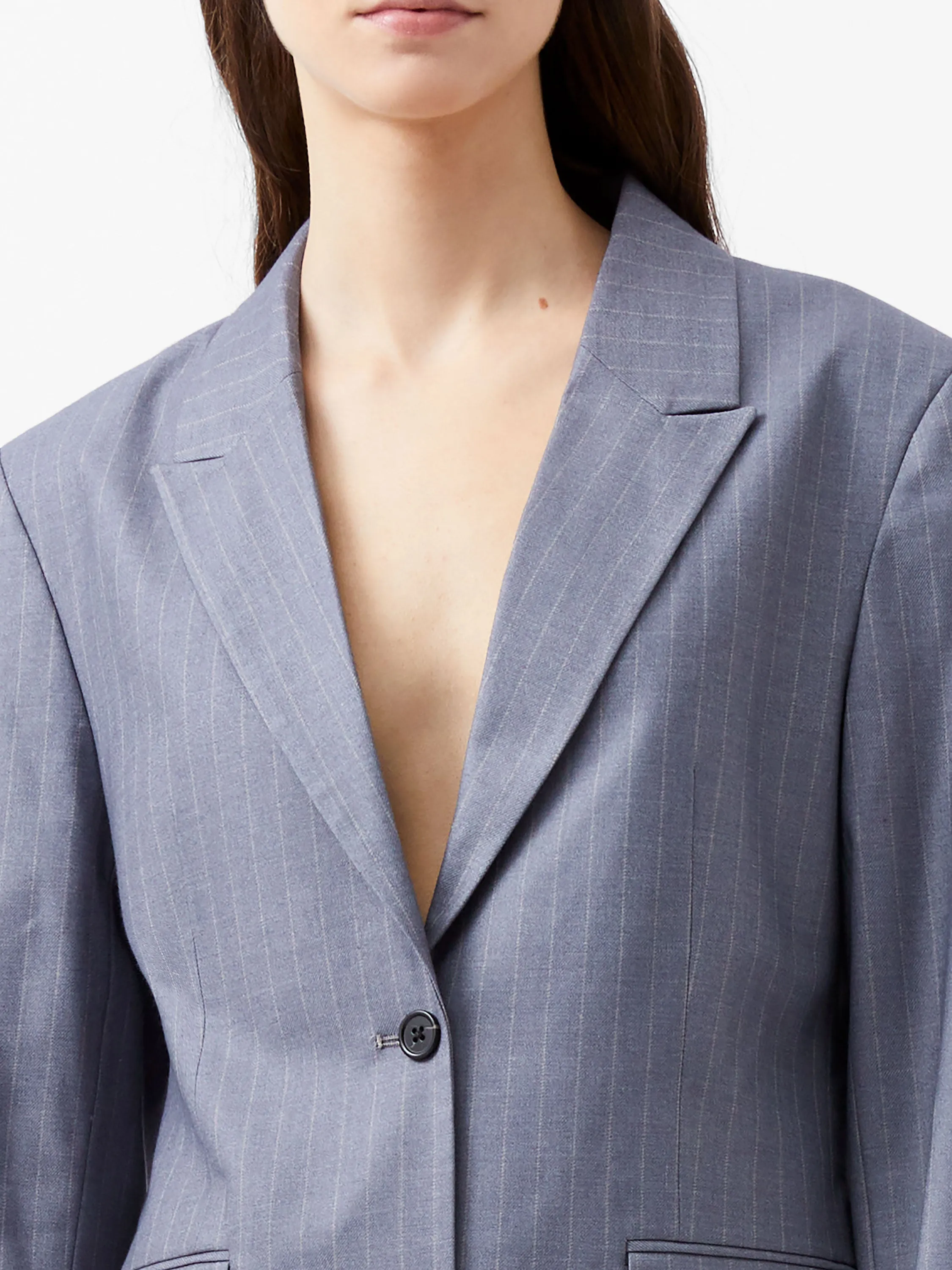 French Connection Fiorella Pin Stripe Blazer-Grey-75XAQ