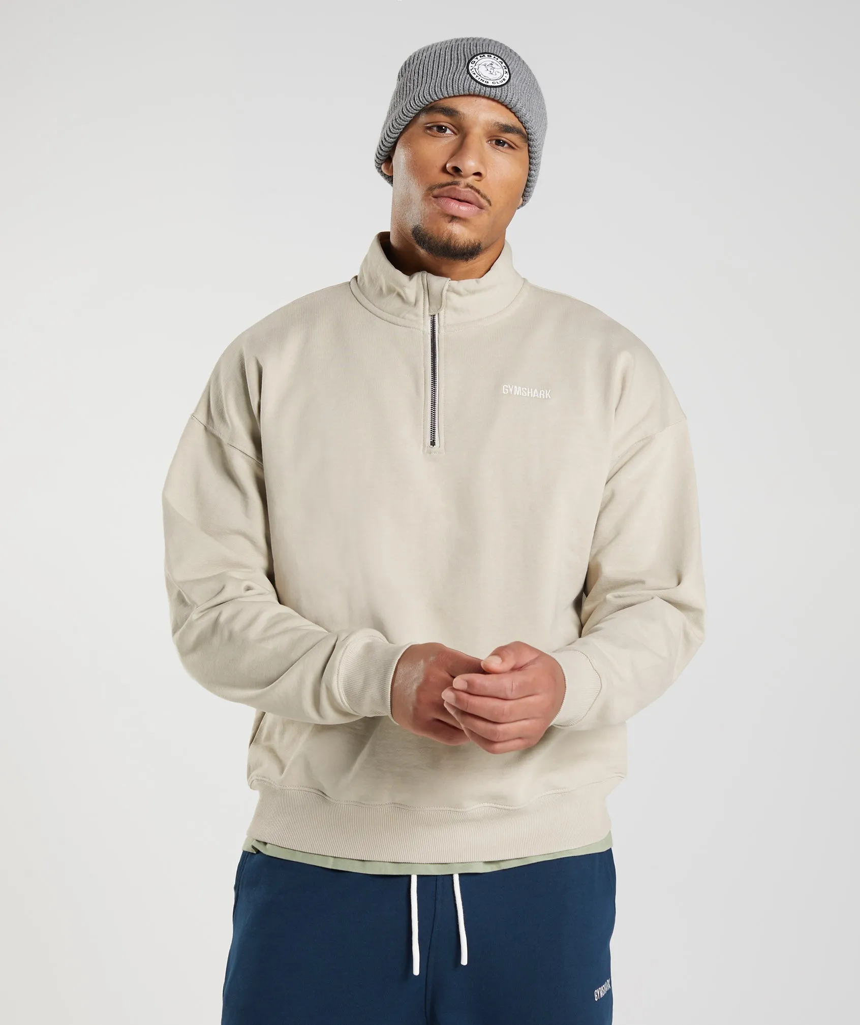 Gymshark Rest Day Sweats 1/4 Zip - Pebble Grey