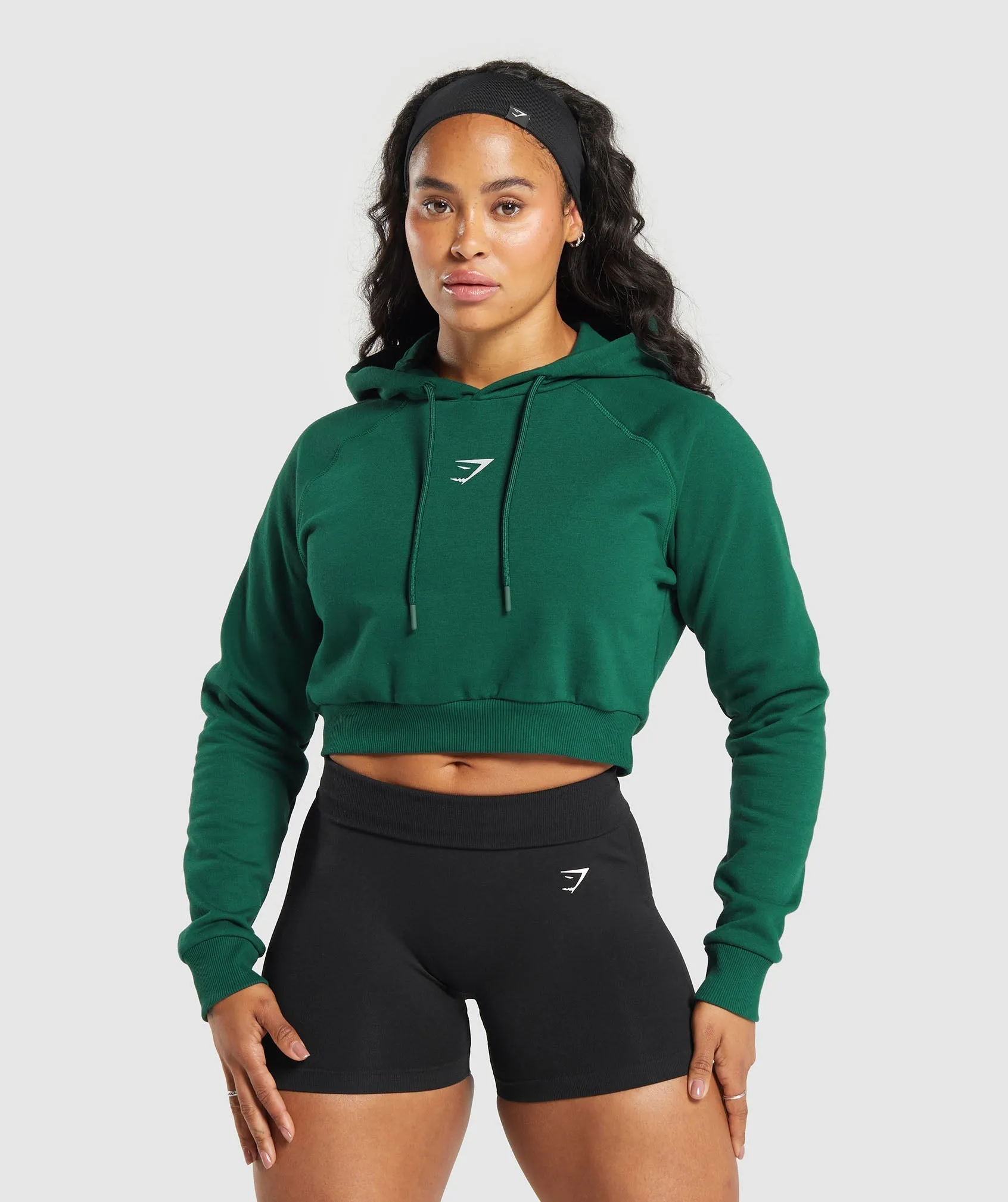 Gymshark Training Department Graphic Cropped Hoodie - Conditioning Green