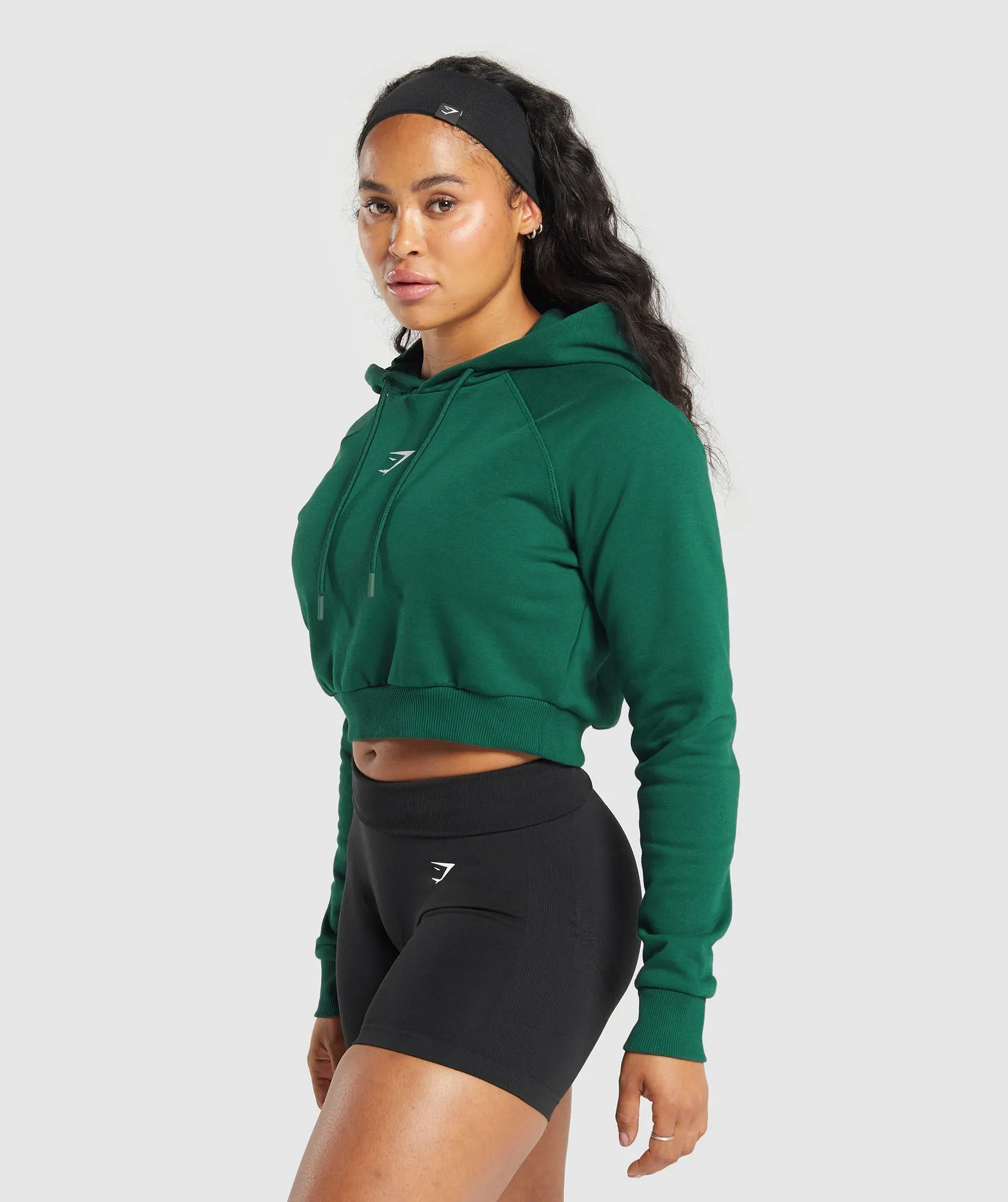 Gymshark Training Department Graphic Cropped Hoodie - Conditioning Green