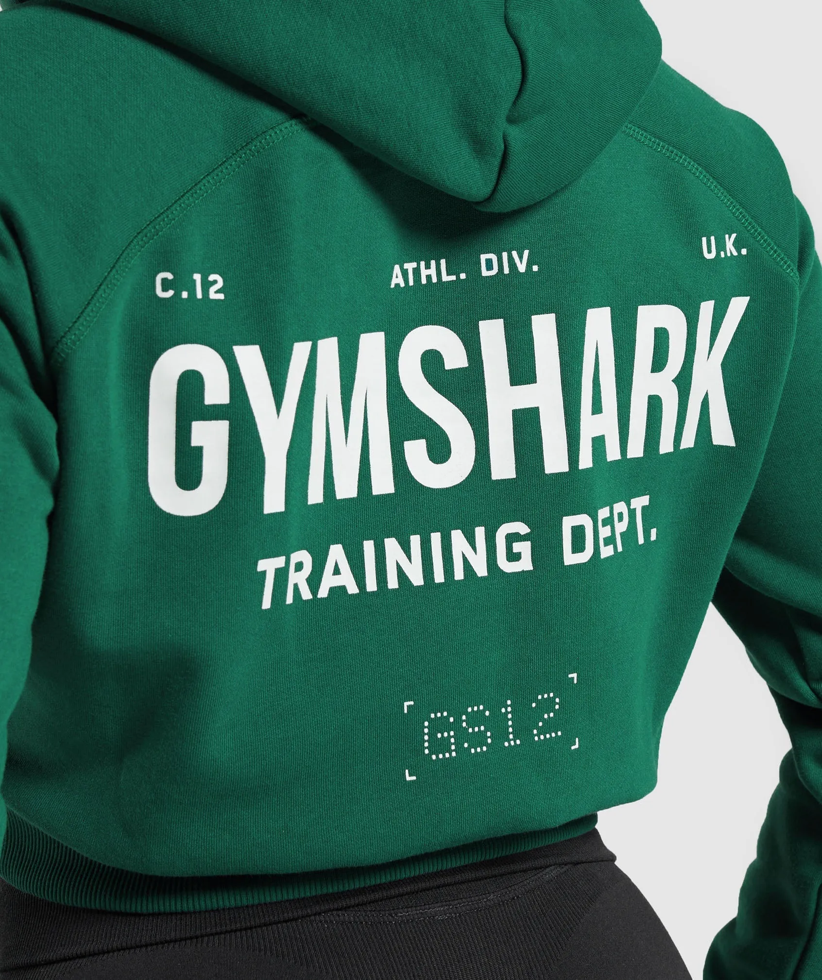 Gymshark Training Department Graphic Cropped Hoodie - Conditioning Green