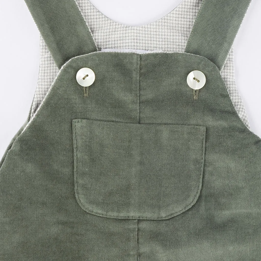 Harrison Sage Green and Check Corduroy Overalls