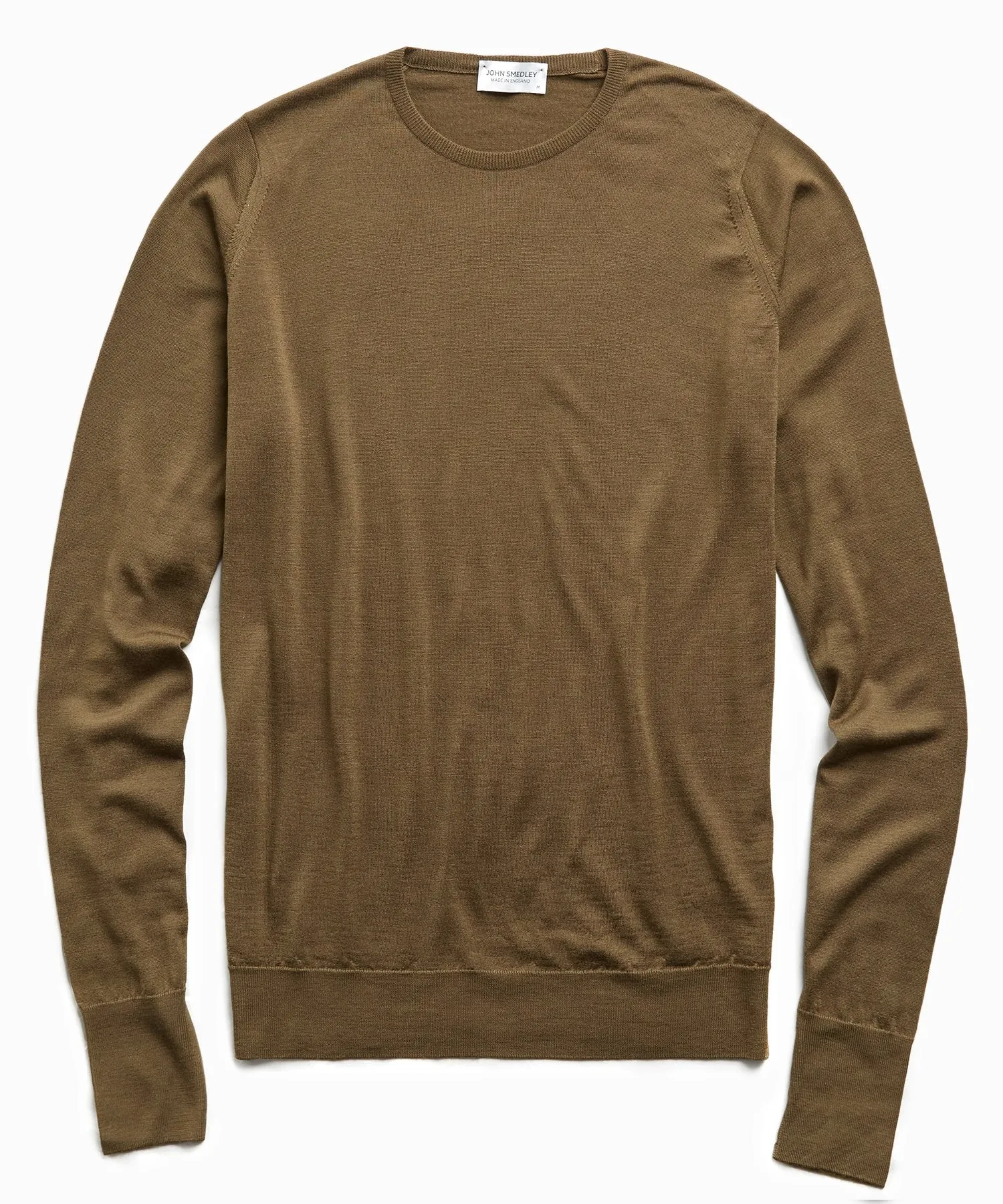 John Smedley Easy Fit Crewneck Merino Sweater in Khaki