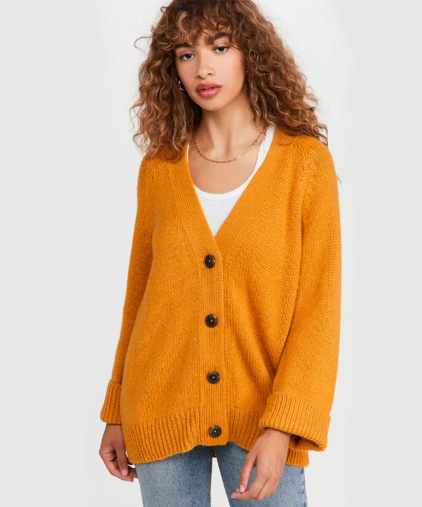 Kim Button Front Cardigan - Marigold