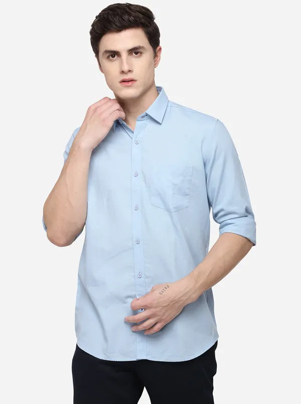 Light Blue Smart Fit Solid Casual Shirt | Greenfibre