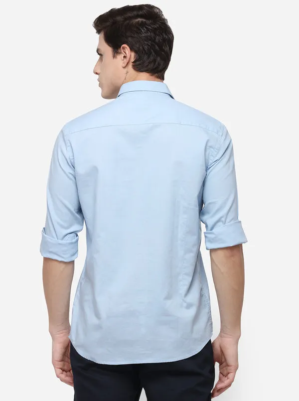 Light Blue Smart Fit Solid Casual Shirt | Greenfibre