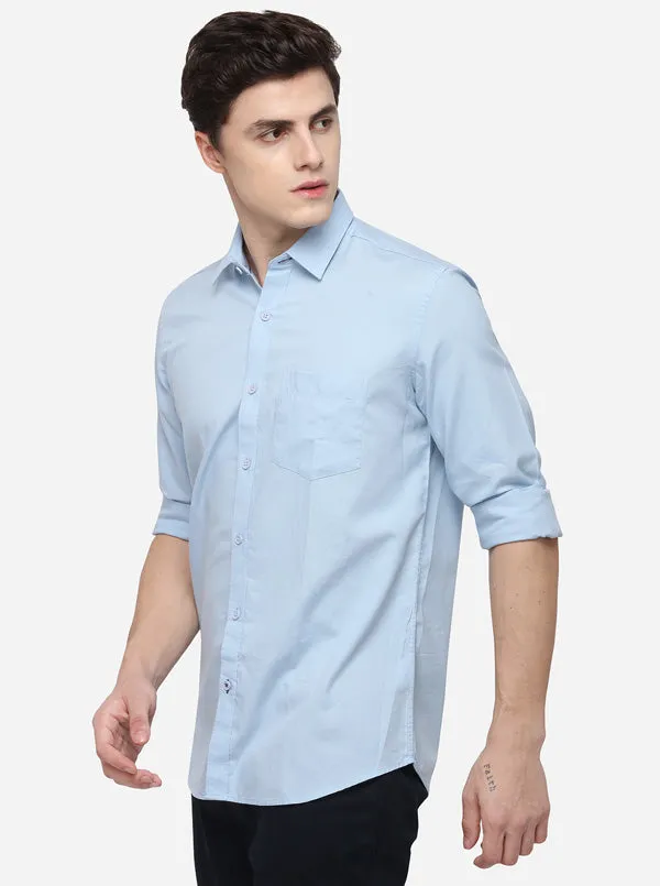 Light Blue Smart Fit Solid Casual Shirt | Greenfibre