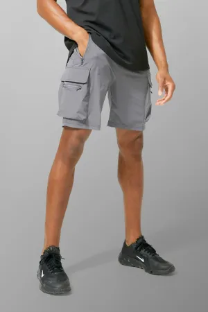 Lightweight men's cargo shorts active Boohoo, charcoal