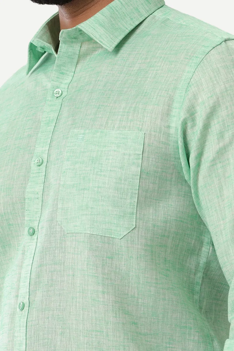 Linen Feel - Green Formal Shirts For Men | Ariser