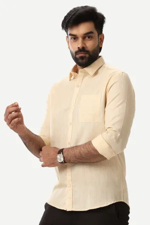 Linen Feel - Light Yellow Formal Shirts For Men | Ariser