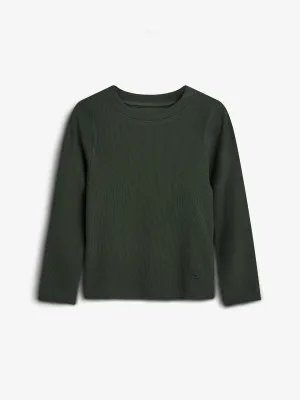 Long Sleeve Basic Rib T-shirt - Tween - Dark Green