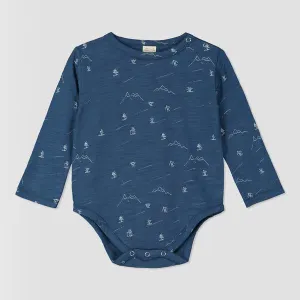 Morgan onesie/T shirt in blue skiing print