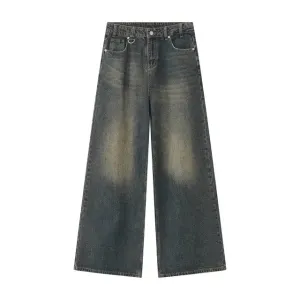 Navy Blue Desert Wash Baggy Jeans