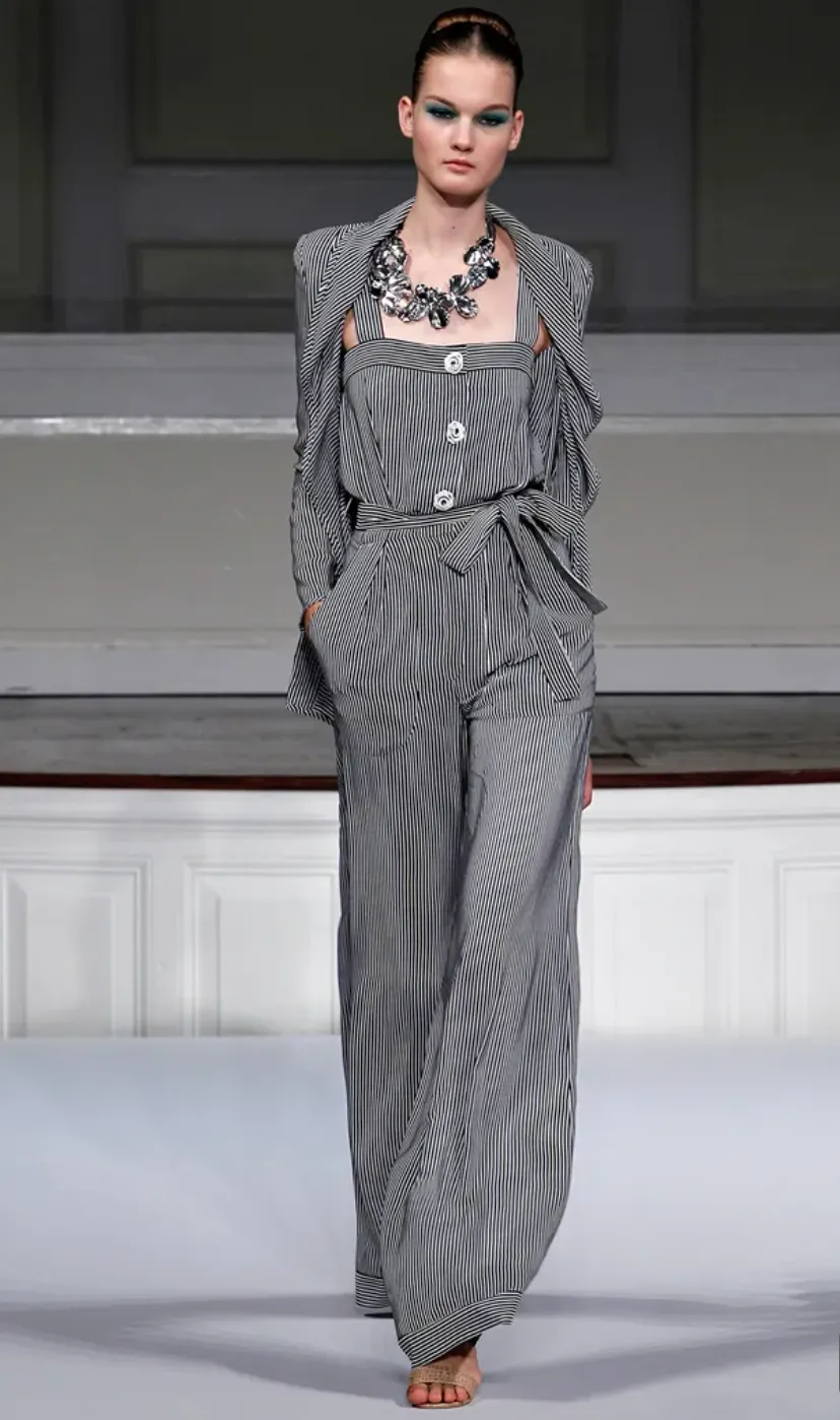 Oscar de la Renta Spring 2011 Nautical Striped Silk Jumpsuit