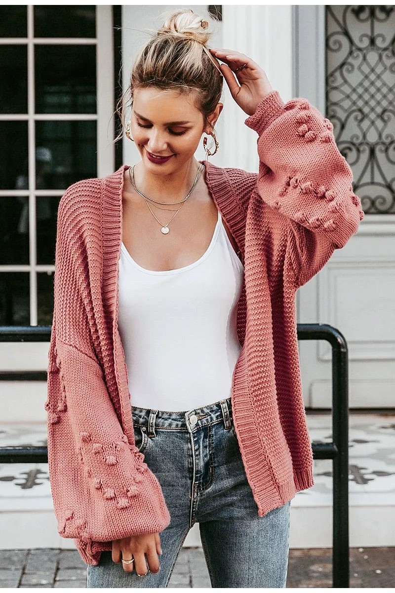 Over sized Heart Crochet Knitting Cardigan Coat