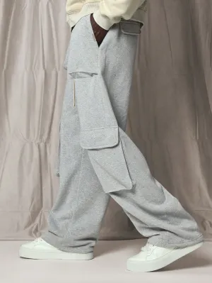 Pull On Straight Fit Exposed Pocket Cargo Sweatpant