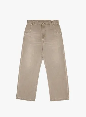 Straight Cut Rivet Jeans Washed Brown