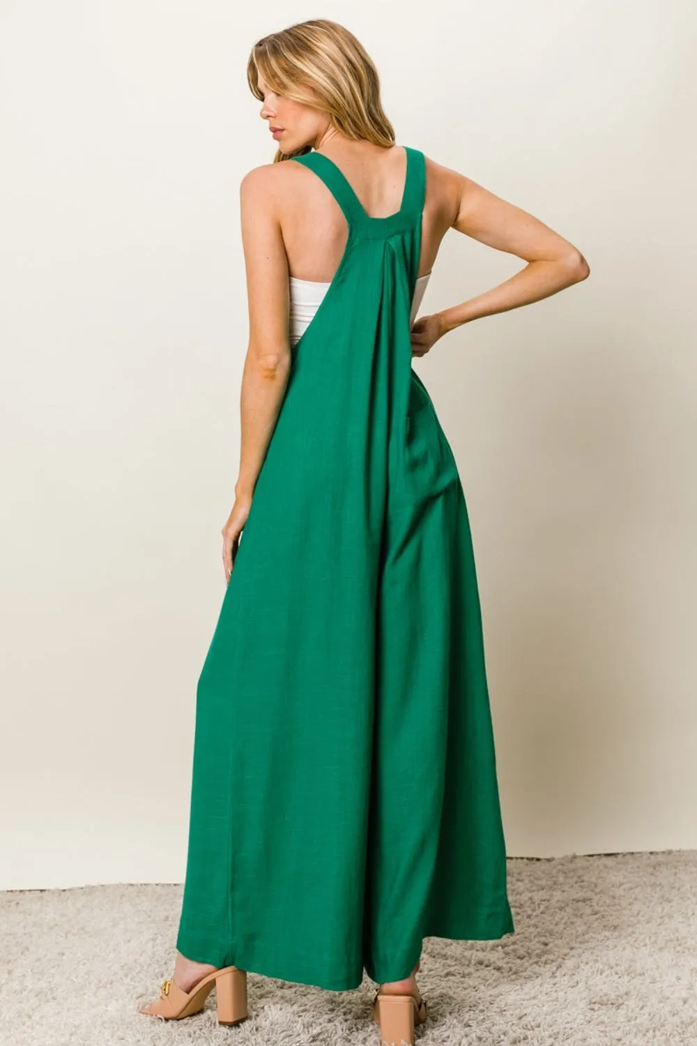 TEEK - Jade Texture Sleeveless Wide Leg Jumpsuit