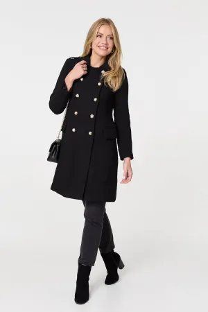 Textured Knit Button Front Trench Coat