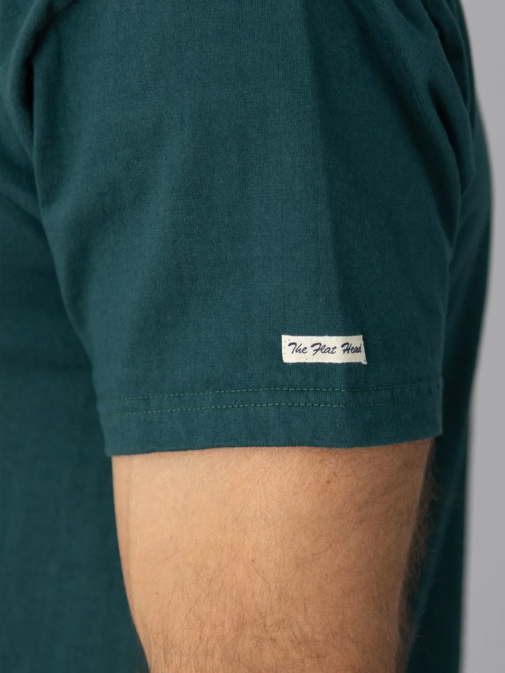 The Flat Head Loopwheeled Heavyweight Plain T-Shirt Dark Green