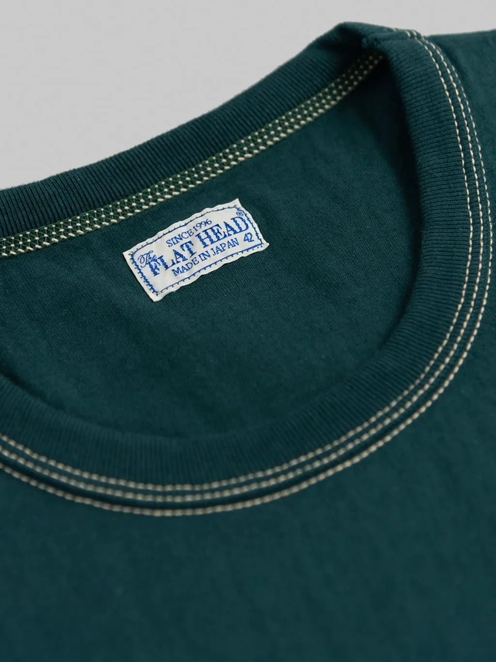 The Flat Head Loopwheeled Heavyweight Plain T-Shirt Dark Green