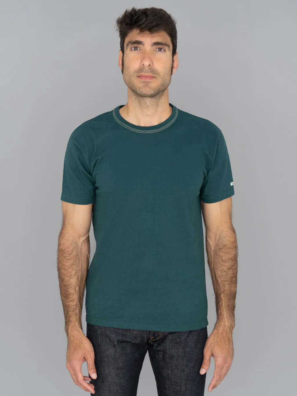 The Flat Head Loopwheeled Heavyweight Plain T-Shirt Dark Green