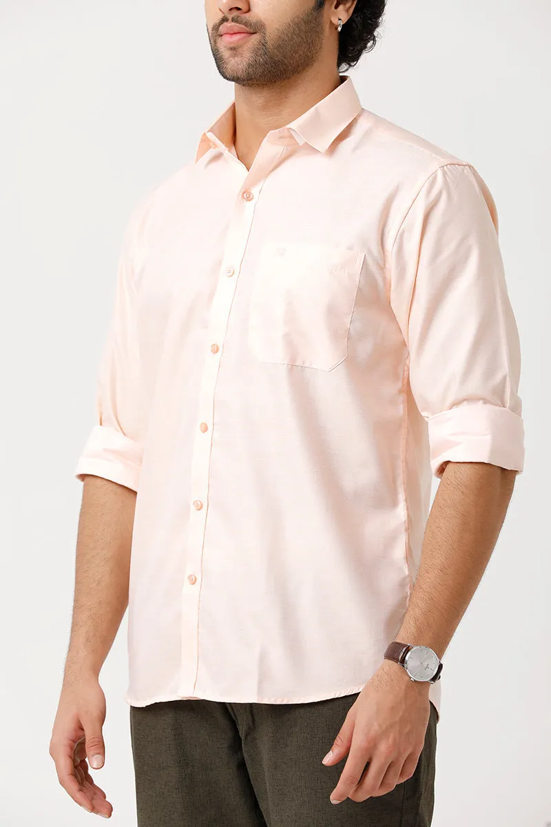 Tuscany - Peach Orange Formal Shirts for Men | Ariser