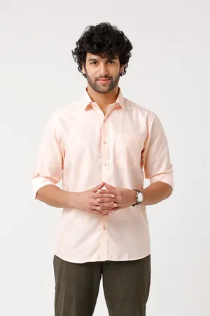 Tuscany - Peach Orange Formal Shirts for Men | Ariser