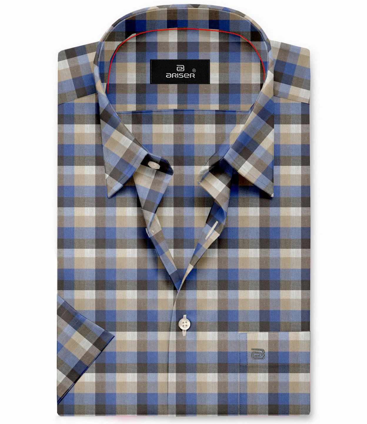 Vegas - Blue With Sandal Checked Shirts For Mens | Ariser