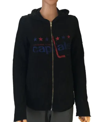 Washington Capitals Retro Brand Women Black Quad Blend Zip Up Hoodie Jacket