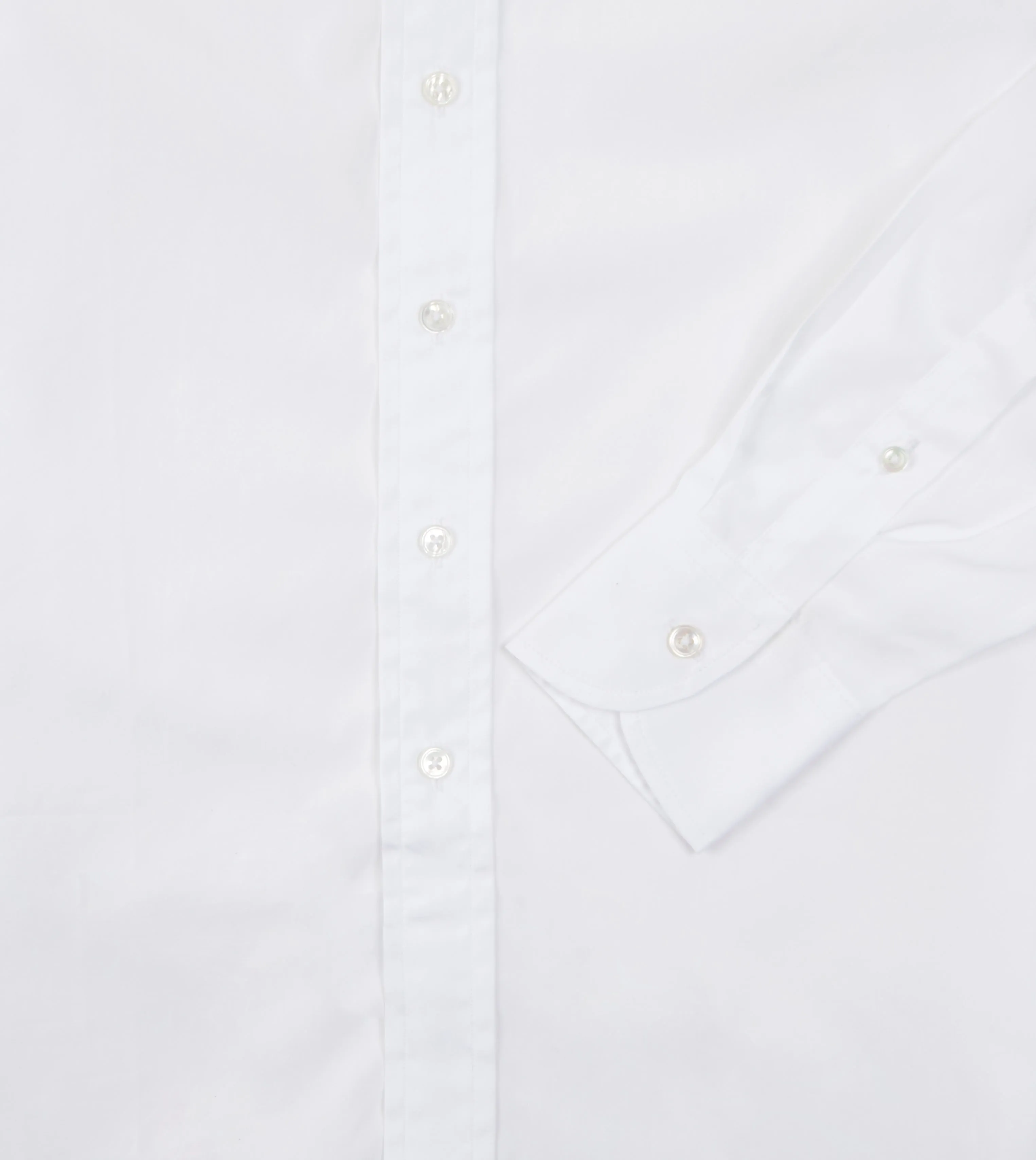 White Cotton Poplin Long Point Collar Shirt