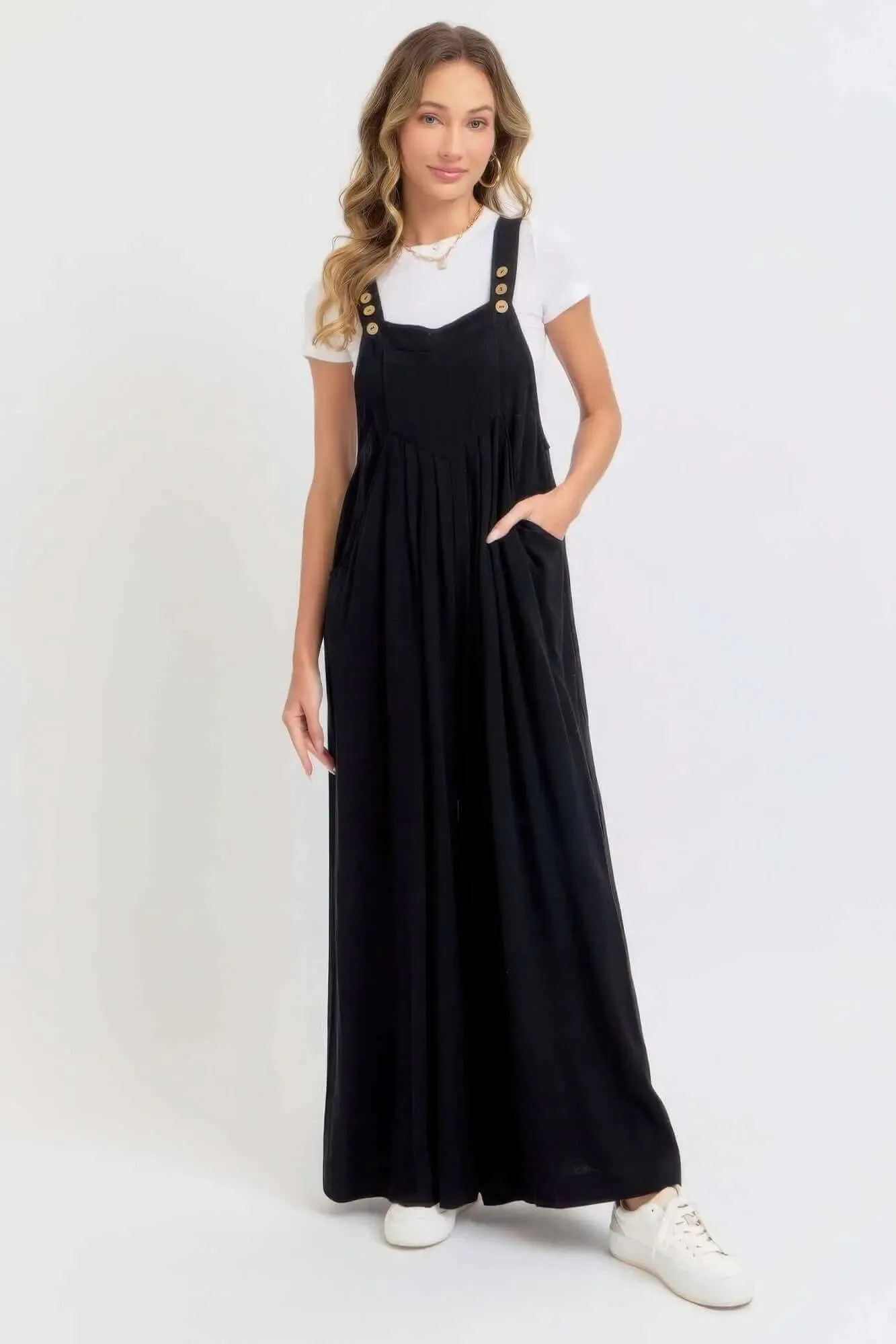 Wide Leg Jumpsuit- Adjustable Strap Overall