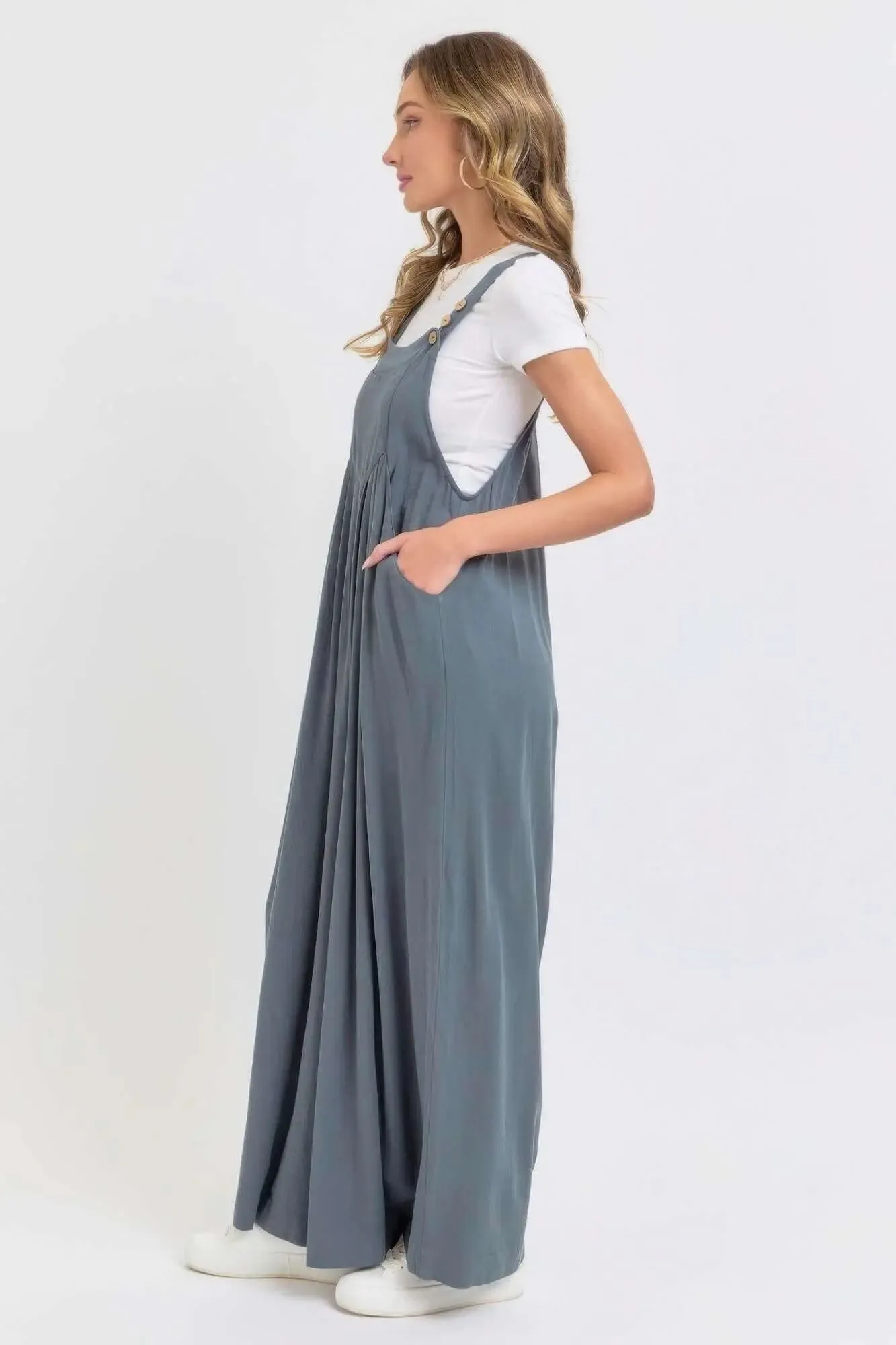 Wide Leg Jumpsuit- Adjustable Strap Overall