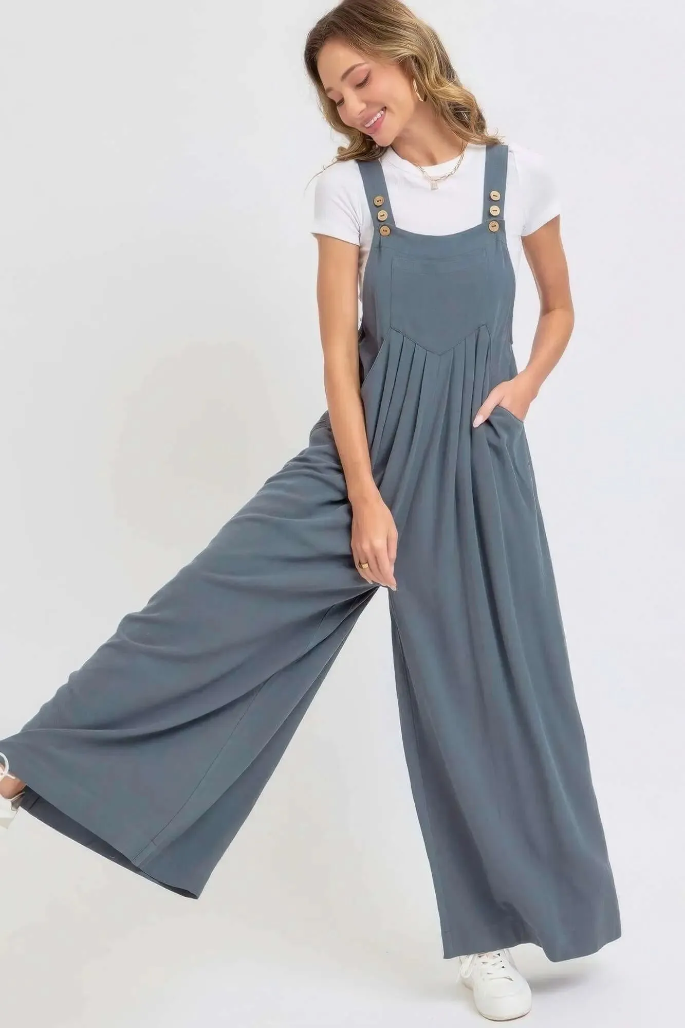 Wide Leg Jumpsuit- Adjustable Strap Overall